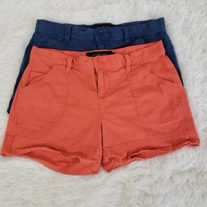 CALVIN KLEIN JEANS Bundle Chino Shorts Womens 4 Blue Orange Cotton 2 Pair